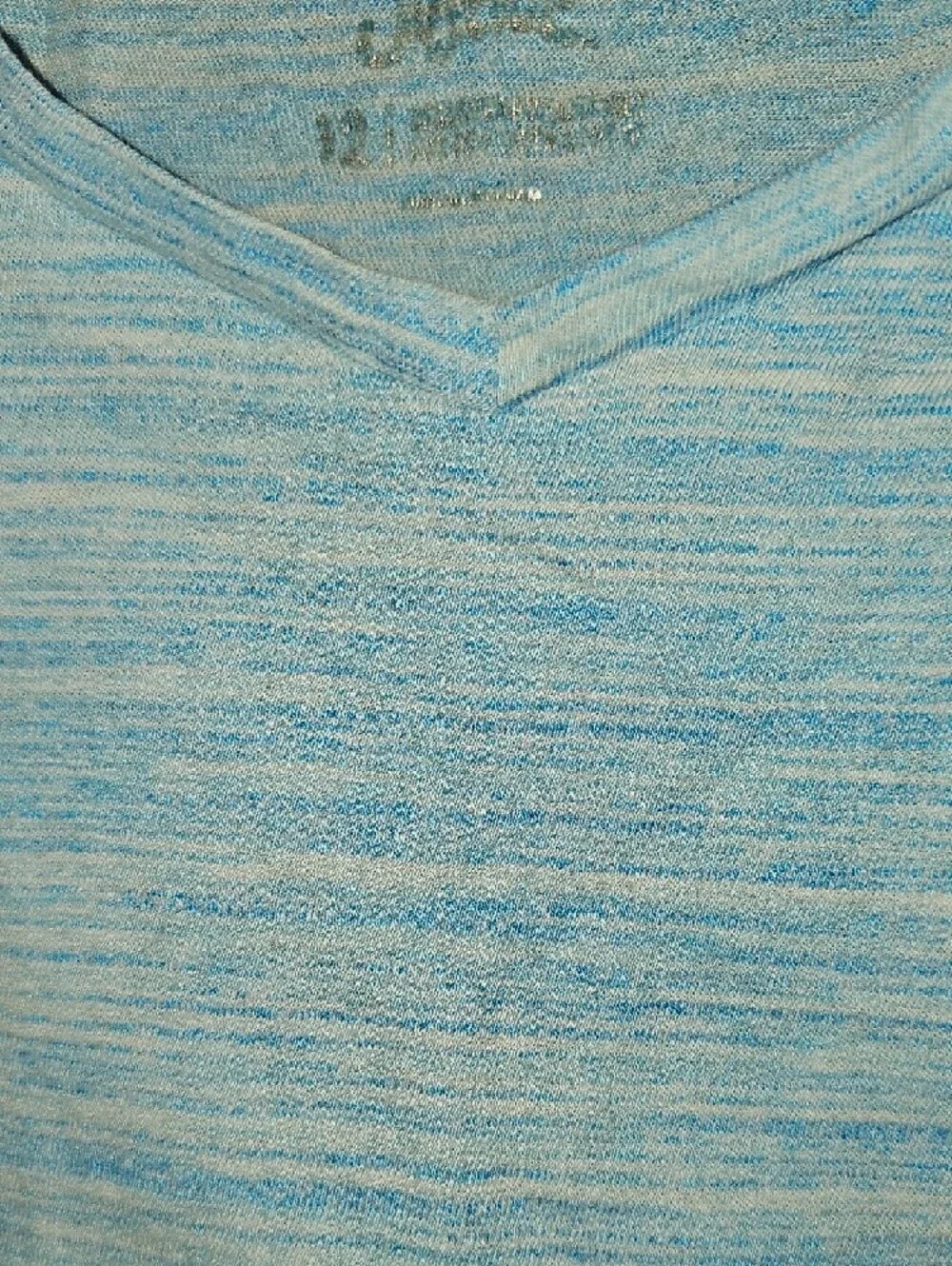 Justice Light Blue Heathered V-Neck Tee Size 12